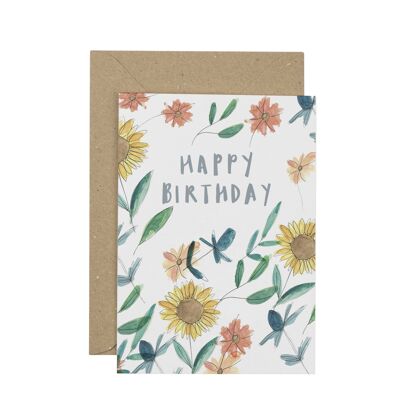 Carta di buon compleanno girasole