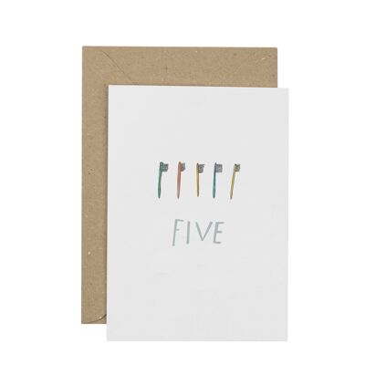 Toothbrush Fifth Birthday Card