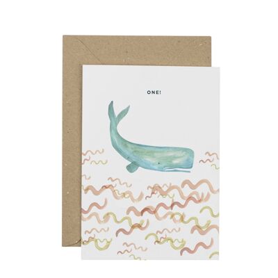 Whale First Birthday Card