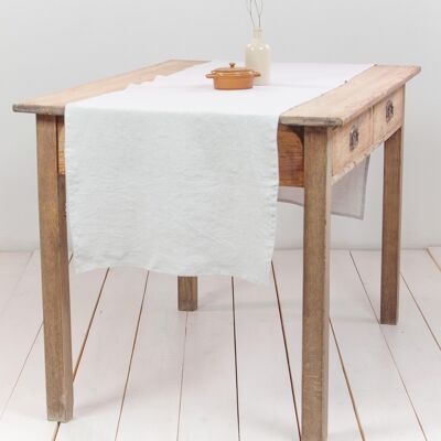 Linen table runner in White - 40x150 cm / 16x59"