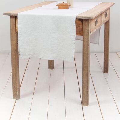 Linen table runner in White - 40x200 cm / 16x79"
