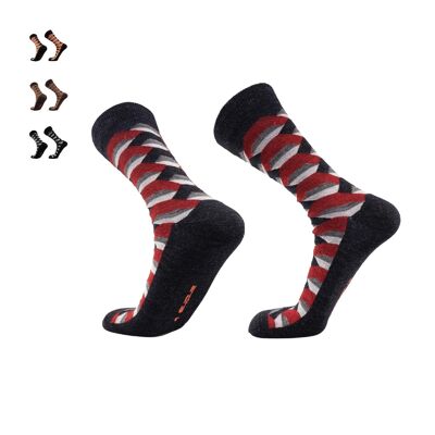 Hexagon I City Socks I Alpaca, Bamboo & Merino for Men & Women - Dark Blue/ Red | ANDINA OUTDOORS