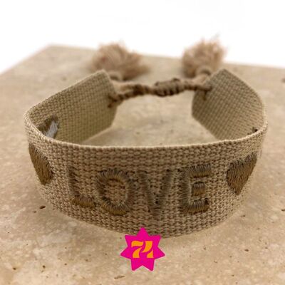 Statement woven bracelet taupe LOVE
