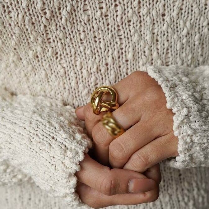 Damen-Edelstahlring, gemütlich, ineinander verschlungen, imposanter Valentinstag