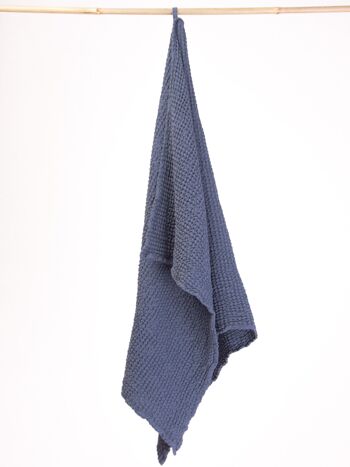 Serviette gaufrée en lin bleu gris