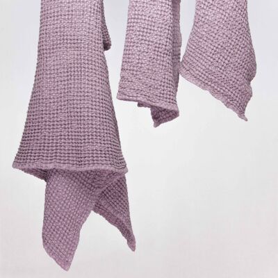 Linen waffle towel set in Dusty Lavender