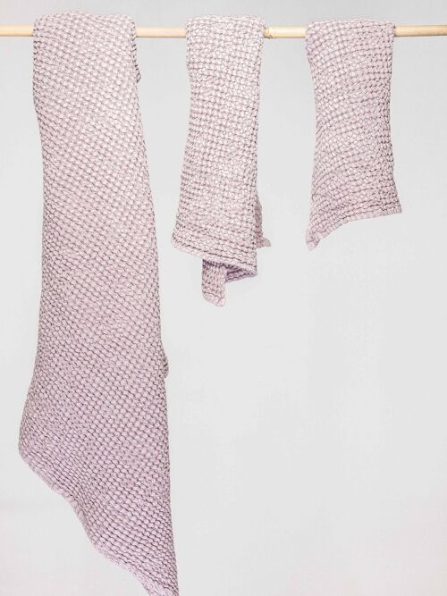 Linen waffle towel set in Dusty Rose