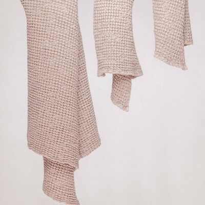 Linen waffle towel set in Beige