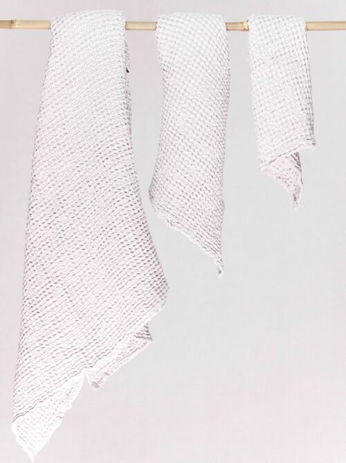 Linen waffle towel set in Cream