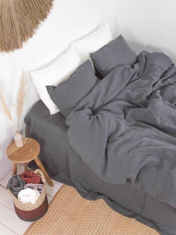 Parure de lit en lin Charcoal - EUKing/IKEA+Standart 4