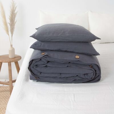 Linen bedding set in Charcoal - AU Queen+ Standart