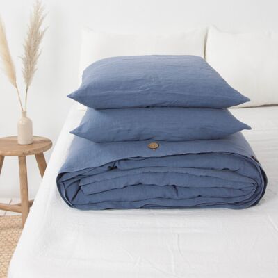 Linen bedding set in Blue Gray - US Cal.King+Standart