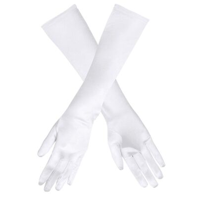 Paire Gants coude Monte Carlo-Blanc