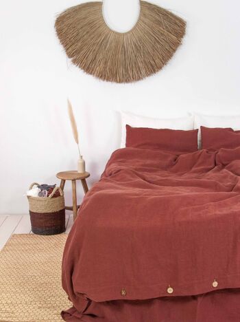 Parure de lit en lin Terracotta - AU Queen+ Standart 2