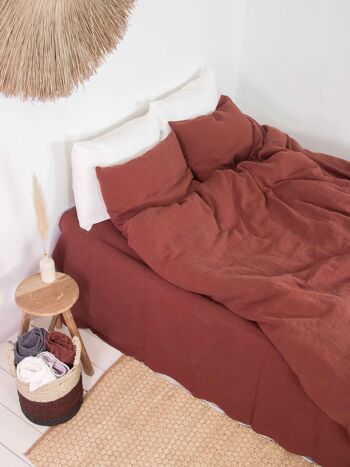 Parure de lit en lin Terracotta - AU Queen+ Standart 3