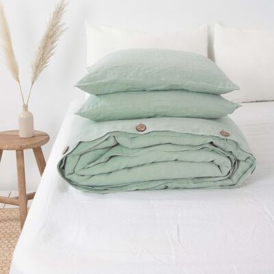 Linen bedding set in Sage Green - US King + Standart
