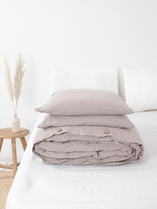 Linen bedding set in Beige - US Double + Standart
