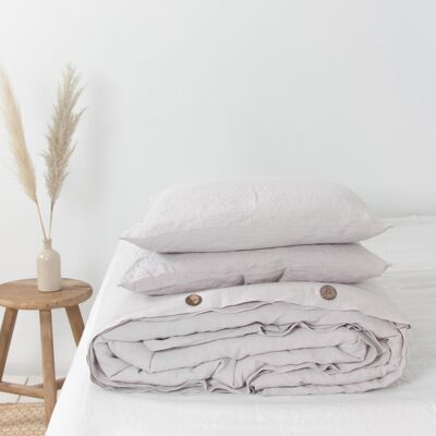 Linen bedding set in Cream - US King + Queen