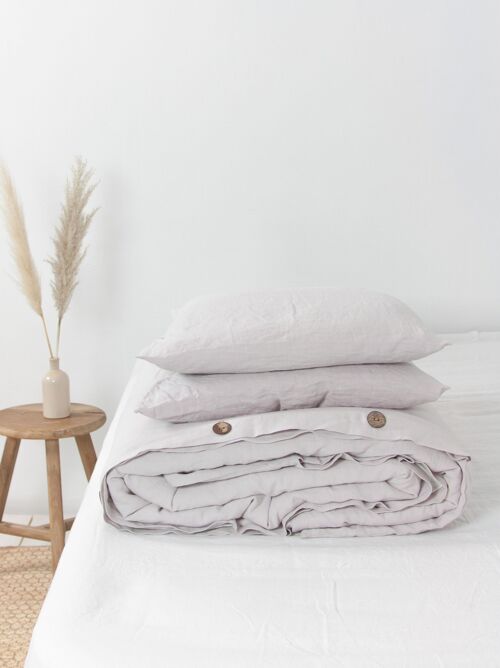 Linen bedding set in Cream - EUKing/IKEA+Standart