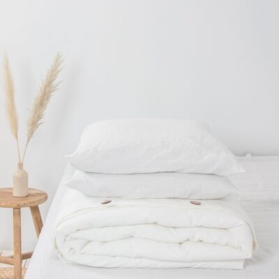 Linen bedding set in White - US King + Queen