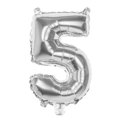 Ballon en aluminium chiffre (36 cm)-5-Argent