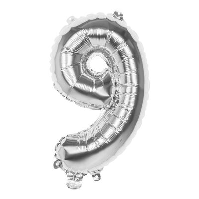 Ballon en aluminium chiffre (36 cm)-9-Argent