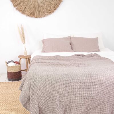 Linen waffle blanket in Beige - Queen 200x220