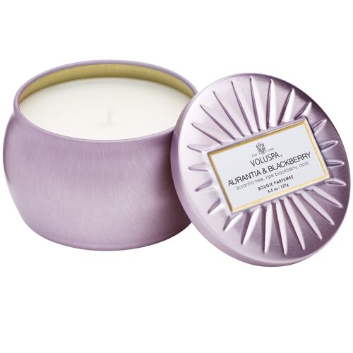 Petite decorative tin candle
aurantia & blackberry