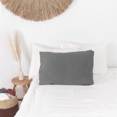 Linen pillowcase in Charcoal - Boudoir/Breakfast