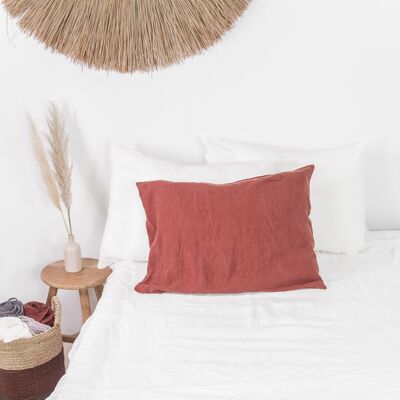 Linen pillowcase in Terracotta - US Queen