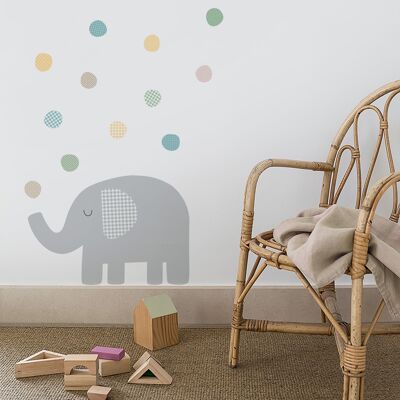 Vinilo decorativo elefante círculos estampados