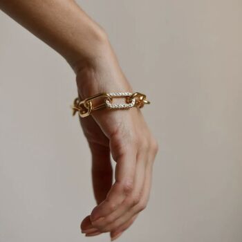 Bracelet anneau strass laiton doré à l'or fin 1