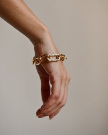 Bracelet anneau strass laiton doré à l'or fin 2