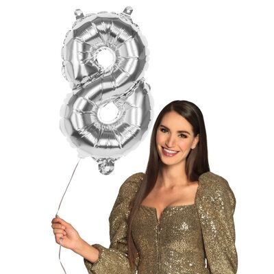 Ballon en aluminium chiffre (66 cm)-8-Argent