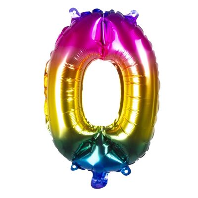 Ballon en aluminium chiffre (66 cm)-0-Arc en ciel