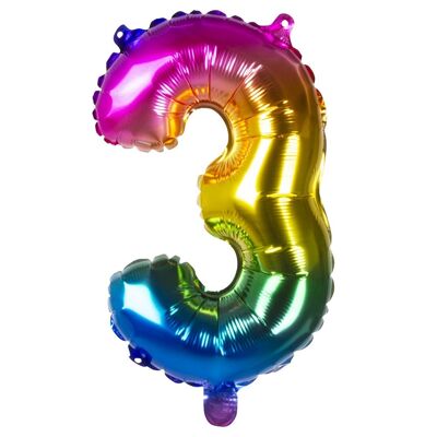 Ballon en aluminium chiffre (36 cm)-3-Arc en ciel