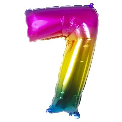 Ballon en aluminium chiffre (86 cm)-7-Arc en ciel