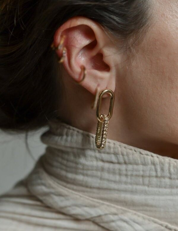 Orecchini ad anello con strass in ottone dorato con oro fino