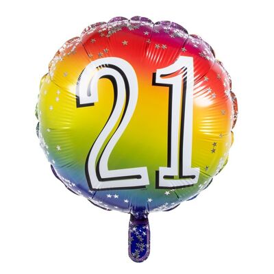 Ballon aluminium chiffre (45 cm)-21-Arc en ciel