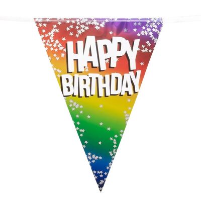 Guirlande de fanions aluminium 'Happy Birthday'-Arc en ciel