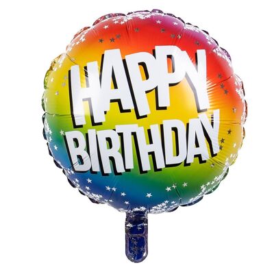 Ballon en aluminium 'Happy Birthday'-Arc en ciel