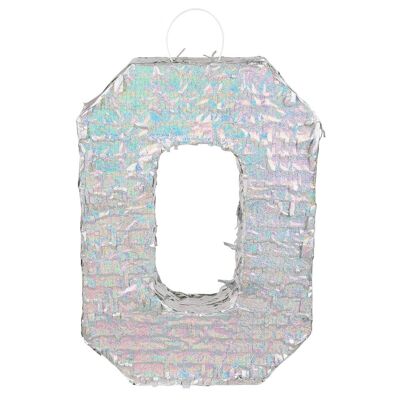 Piñata holographique chiffre-0-Argent