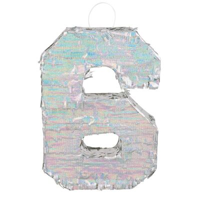 Piñata holographique chiffre-6-Argent