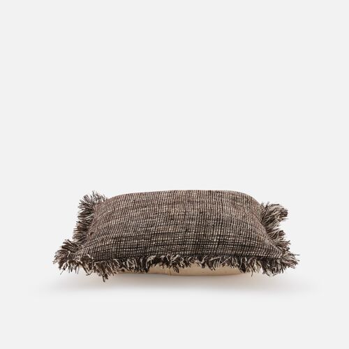 Desi handwoven wool cushion, 40cm, dark earth