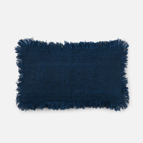 Desi handwoven wool lumbar cushion, indigo
