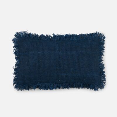 COUSSIN LOMBAIRE EN LAINE TISSÉE À LA MAIN DESI, INDIGO