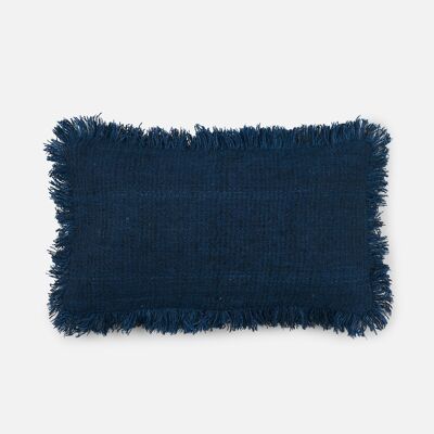 Desi handwoven wool lumbar cushion, indigo