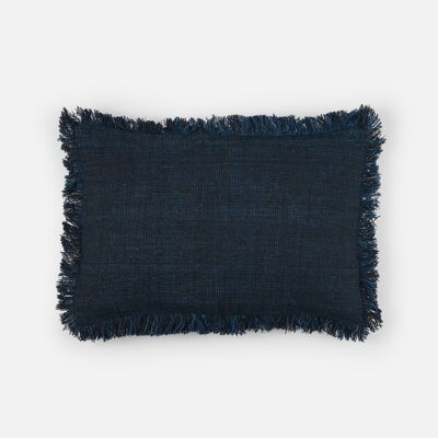 COUSSIN EN LAINE TISSÉE À LA MAIN DESI, RECTANGULAIRE, INDIGO