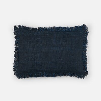Desi handwoven wool cushion, rectangular, indigo