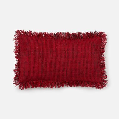 DESI HANDWOVEN WOLL LUMBARKISSEN, LAC ROT